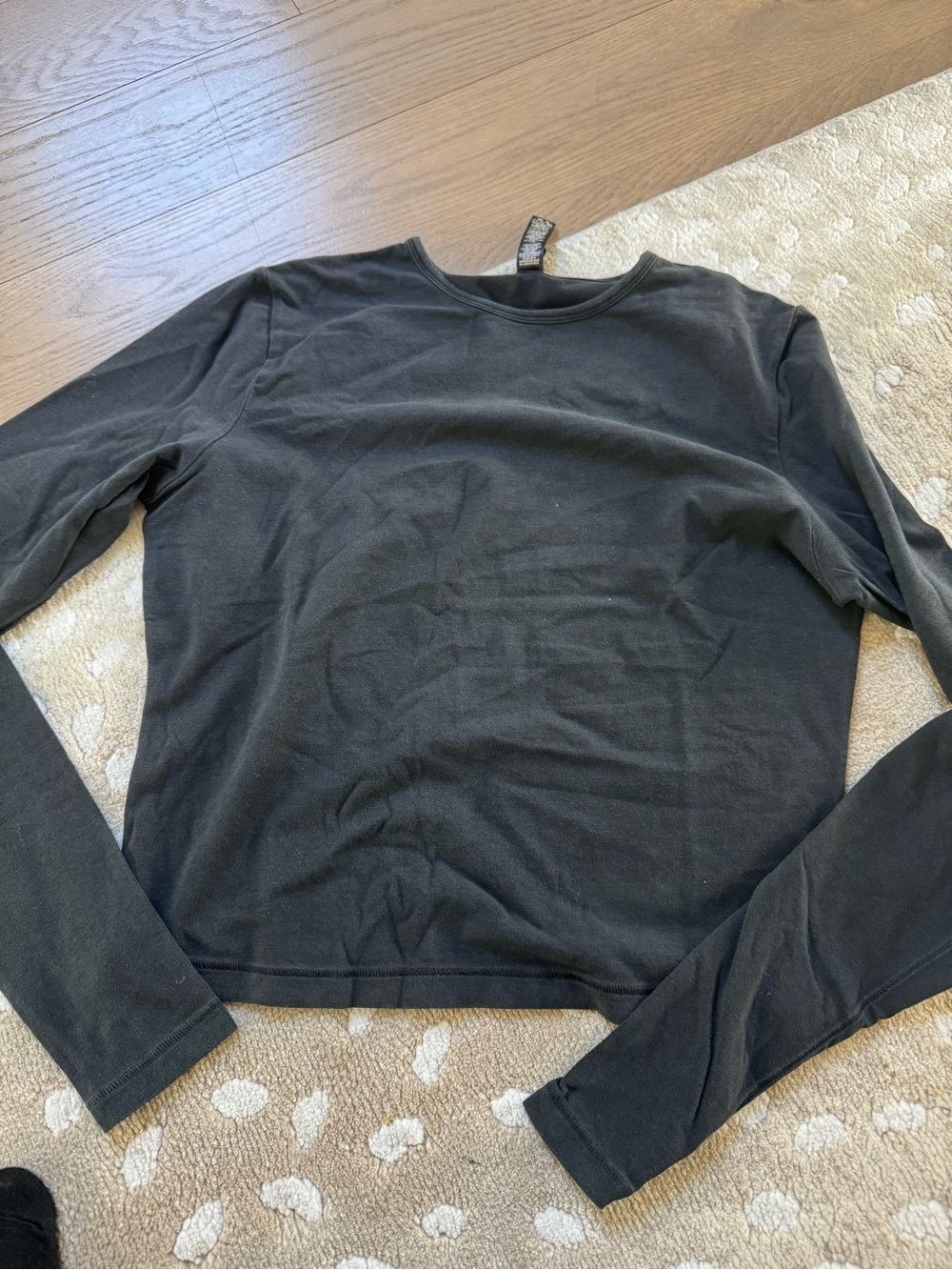 SKIMS Black Long-Sleeve Crewneck Top